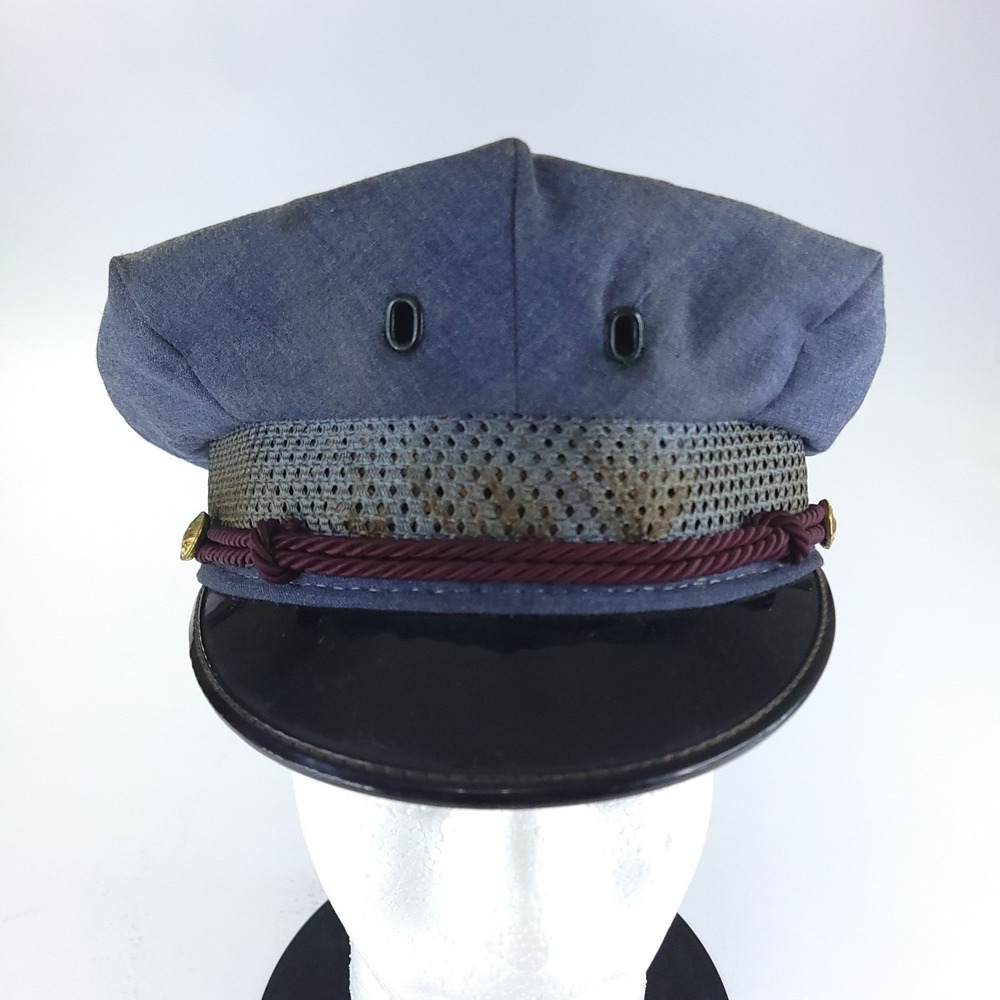 Vtg 1950s US Post Office Dept Brimmed Hat without Badge Size 7 Blue Red Rope POD